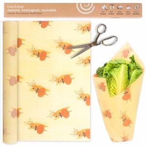 Waxwrap Beeswax Organic Cotton Food Roll Wrap Storage Reusable Adjustable